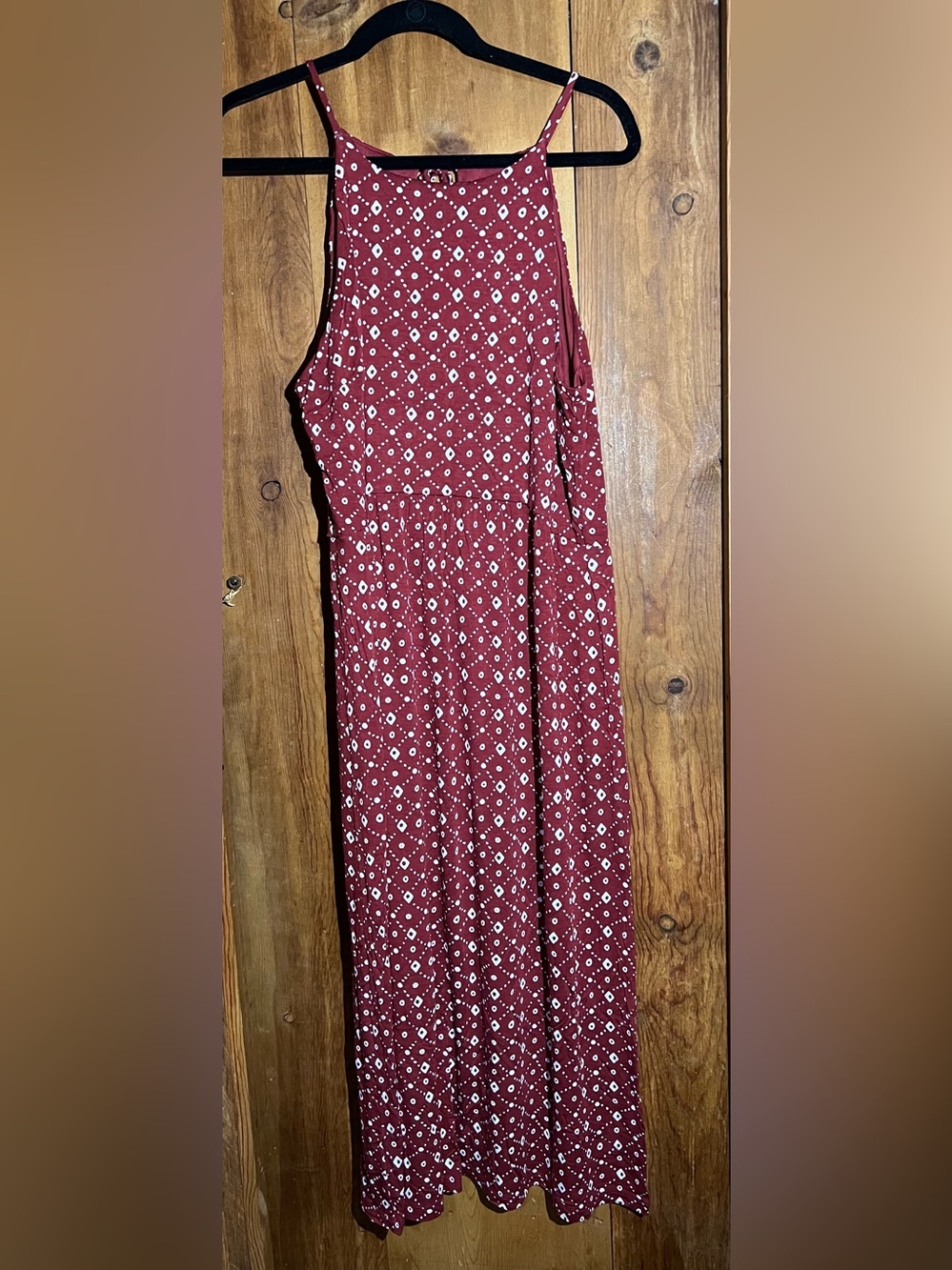 LOFT Rust Printed Halter-Style Maxi Dress
